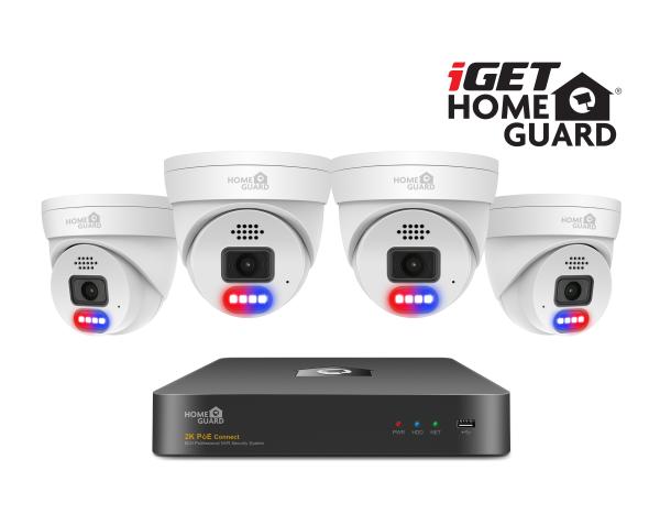 iGET HGNVK84804 - kamerový PoE set, 2K rozlíšenie, 8CH NVR + 4x kamera so zvukom, IR + LED, CZ app 