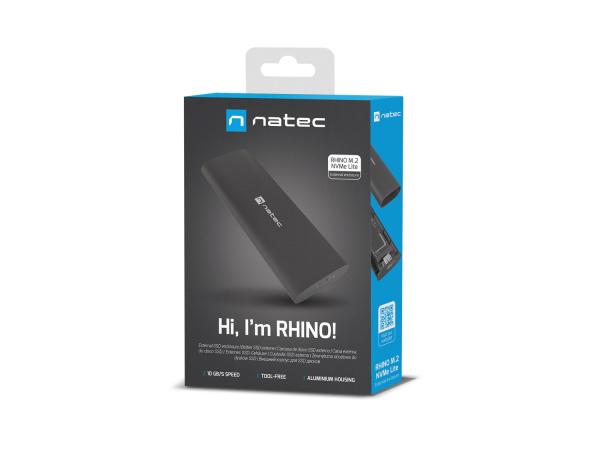 Externý box pre SSD Natec RHINO M.2 NVME LITE USB-C 3.1 GEN2, hliníkové telo 
