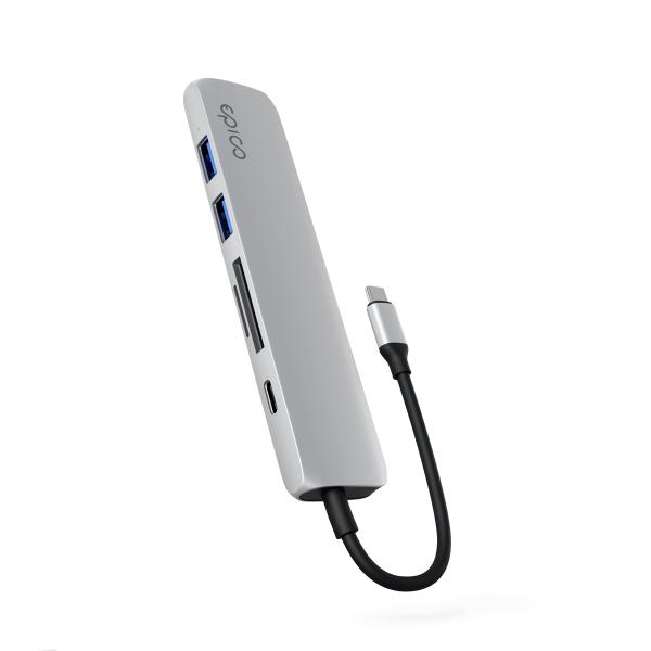 Epico 6v1 Alu Hub 8K s USB-C konektorom - strieborná 
