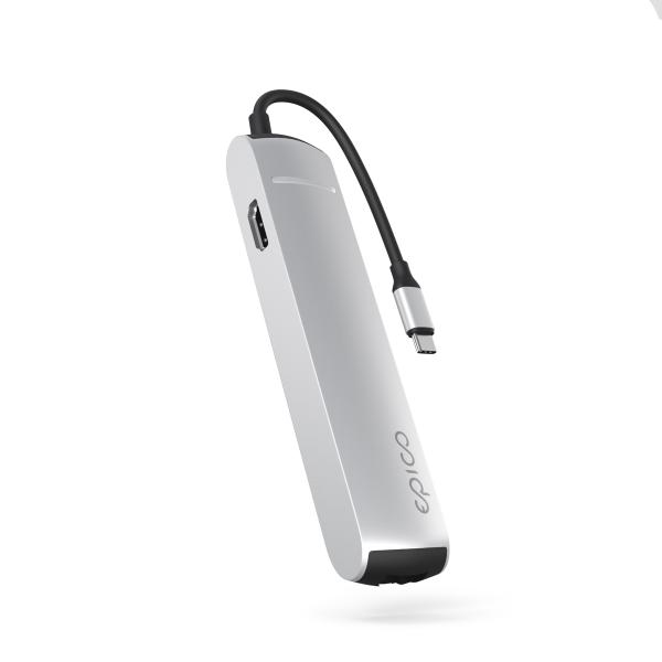 Epico 6v1 Slim Hub 8K s USB-C konektorom - strieborná 