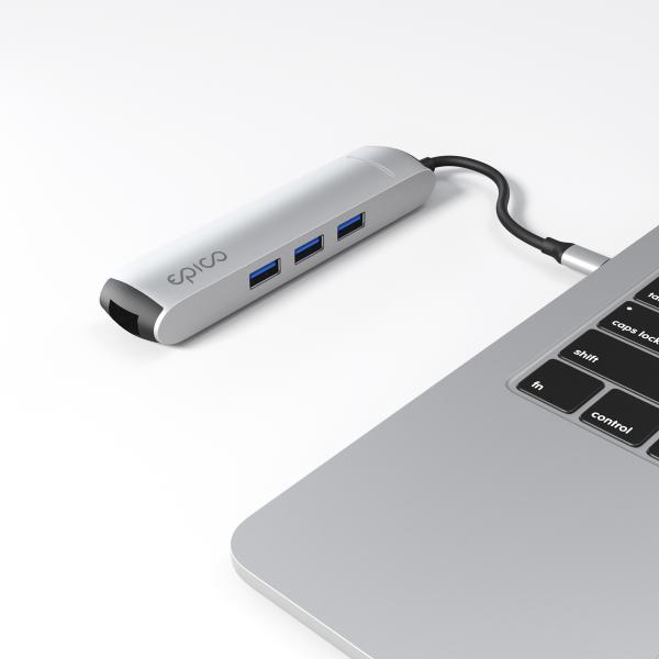 Epico 6v1 Slim Hub 8K s USB-C konektorom - strieborná 