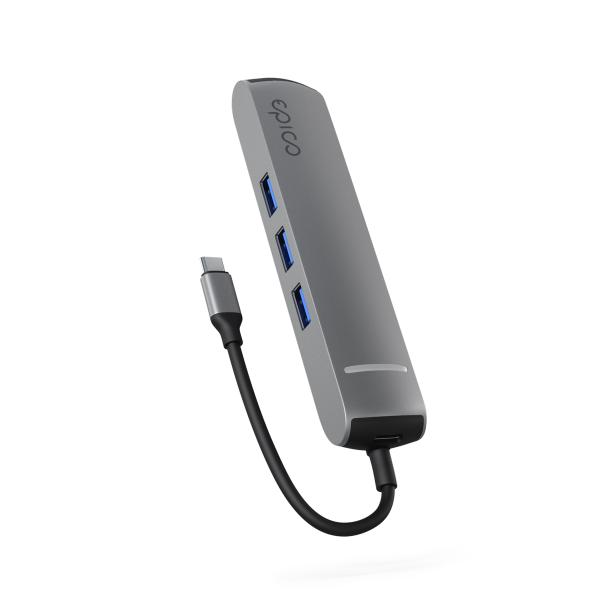 Epico 6v1 Slim Hub 8K s USB-C konektorom - šedá 