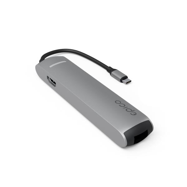Epico 6v1 Slim Hub 8K s USB-C konektorom - šedá 