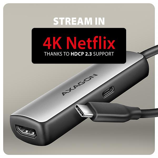 AXAGON RVC-HI8KPD, USB-C -> HDMI 2.1 redukcia/ adapter, 8K/ 60Hz, 4K/ 144Hz, HDR10+, PD100W 