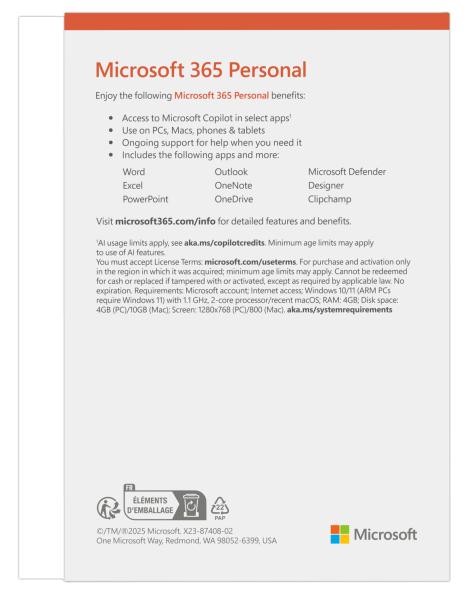 Microsoft 365 Personal FY25H2 Mac/ Win, 1 rok, Eng 