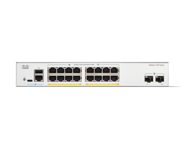 Cisco Catalyst switch C1300-16P-2G (16xGbE, 2xSFP, 16xPoE+, 120W, fanless) 