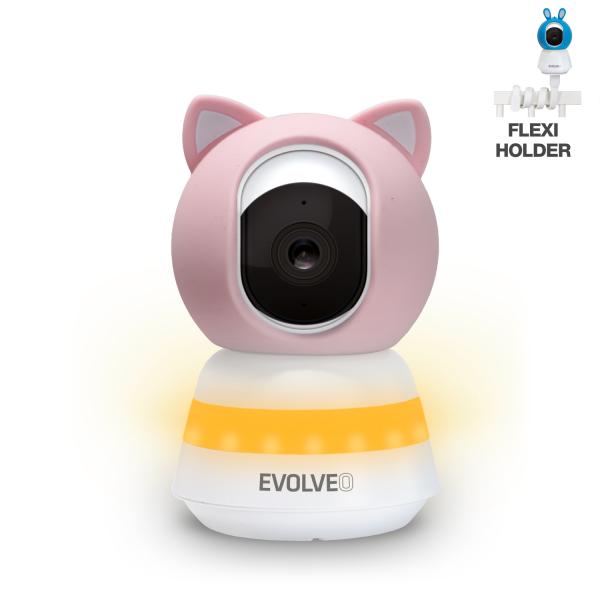 EVOLVEO Baby Monitor N5 - Set videoopatrovateľky s 360 ° dohľadom, obojsmernou komunikáciou a uspávankami,  