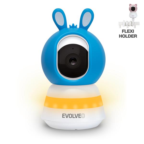 EVOLVEO Baby Monitor N5 - Set videoopatrovateľky s 360 ° dohľadom, obojsmernou komunikáciou a uspávankami,  