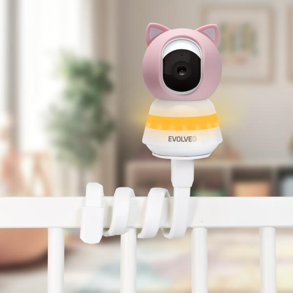 EVOLVEO Baby Monitor LUX- Múdra 360 ° videoopatrovateľka s nočným videním, detekciou plače a pohybu, ružová 