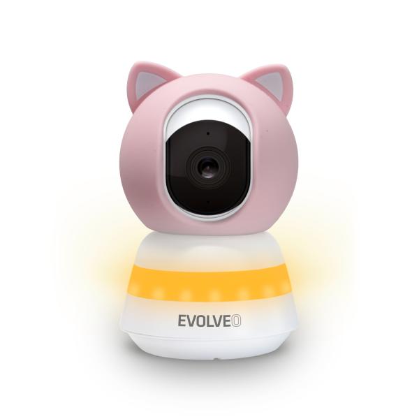 EVOLVEO Baby Monitor LUX- Múdra 360 ° videoopatrovateľka s nočným videním, detekciou plače a pohybu, ružová 