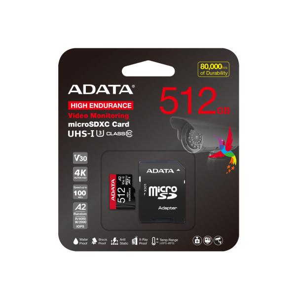 ADATA 512GB MicroSDXC UHS-I U3 V30S HIGH + adaptér 
