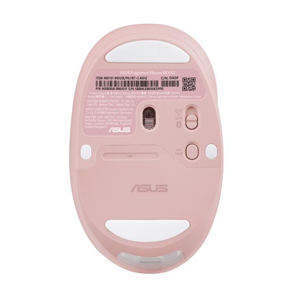 ASUS Fragrance Mouse MD101/ Ergonomická/ Optická/ 2 400 DPI/ USB+BT/ Ružová 