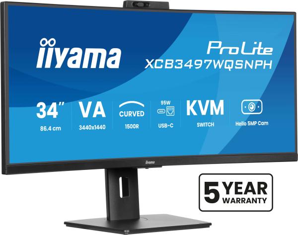 iiyama ProLite/ XCB3497WQSNPH-B1/ 34"/ VA/ wQHD/ 120Hz/ 0, 4ms/ Black/ 3R 