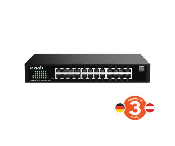 Tenda TEG2224D Websmart L2 cloud managed switch, 24x 10/ 100/ 1000 Mbps, Kov, Fanless-bez ventilátorov 