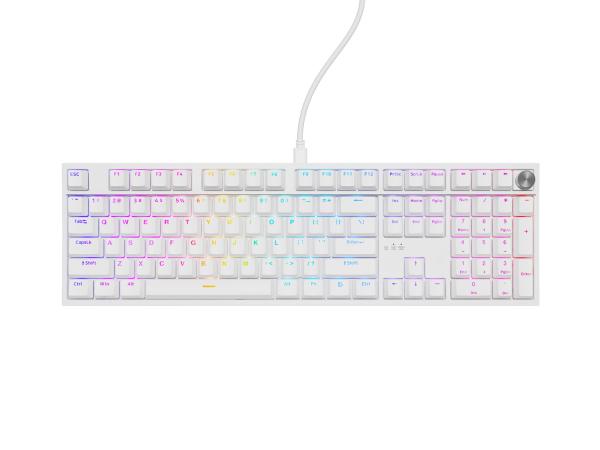 Herná mechanická klávesnica Genesis THOR 404/ RGB/ Outemu Peach Silent/ Drôtové USB-A/ US layout/ Biela 