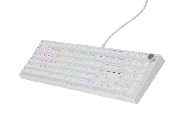 Herná mechanická klávesnica Genesis THOR 404/ RGB/ Outemu Peach Silent/ Drôtové USB-A/ US layout/ Biela 
