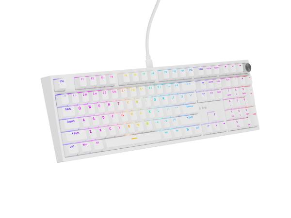 Herná mechanická klávesnica Genesis THOR 404/ RGB/ Outemu Peach Silent/ Drôtové USB-A/ US layout/ Biela 