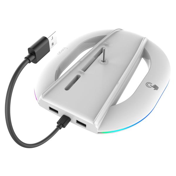 iPega P5S035SA Vertikálny Stojan (2xUSB-A) s RGB pre PS5 Slim/ PS5 Pro White 
