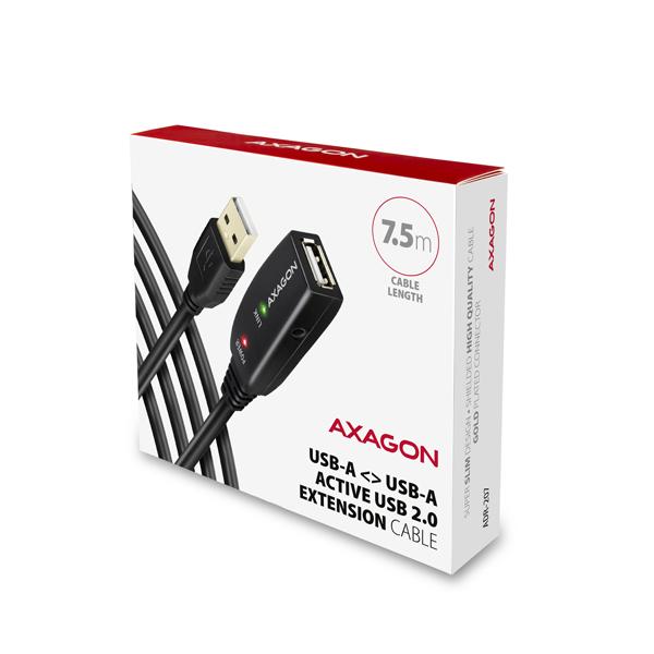 AXAGON ADR-207, USB 2.0 A-M -> A-F aktívny predlžovací / repeater kábel, 7.5m 