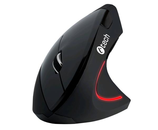 Myš C-TECH VEM-09/ Vertikálna/ Optická/ Bezdrôtová USB/ Čierna