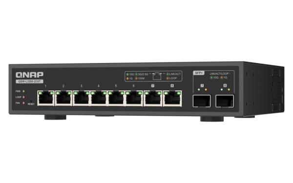 QNAP switch QSW-L3208-2C6T (6x 10GbE port, 2x 10G SFP+/ NBASE-T Combo, Lite Managed) 