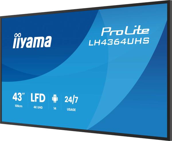 43" iiyama LH4364UHS-B1AG:VA, 4K UHD, Android, 24/ 7 