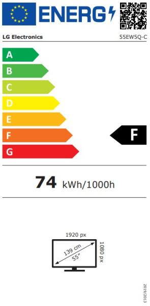 55" LG OLED 55EW5Q - FHD, 600cd, transparent, 18 7 