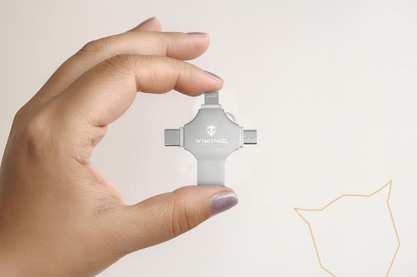 Viking 4v1/ Flash USB/ 16GB/ USB 3.0/ USB-A + USB-C/ + Adaptér/ Strieborná 