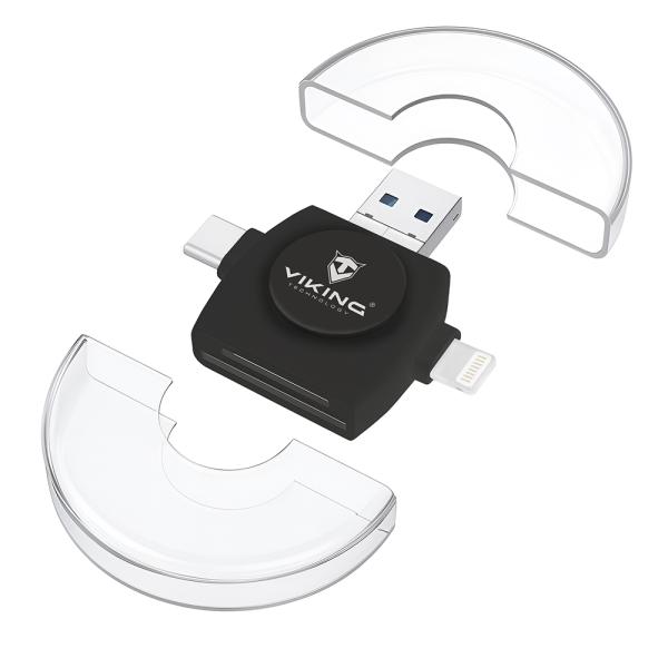 VIKING ČÍTAČKA PAMÄŤOVÝCH KARIET V4 USB3.0 4V1 čierna 