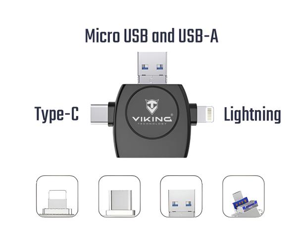VIKING ČÍTAČKA PAMÄŤOVÝCH KARIET V4 USB3.0 4V1 čierna 