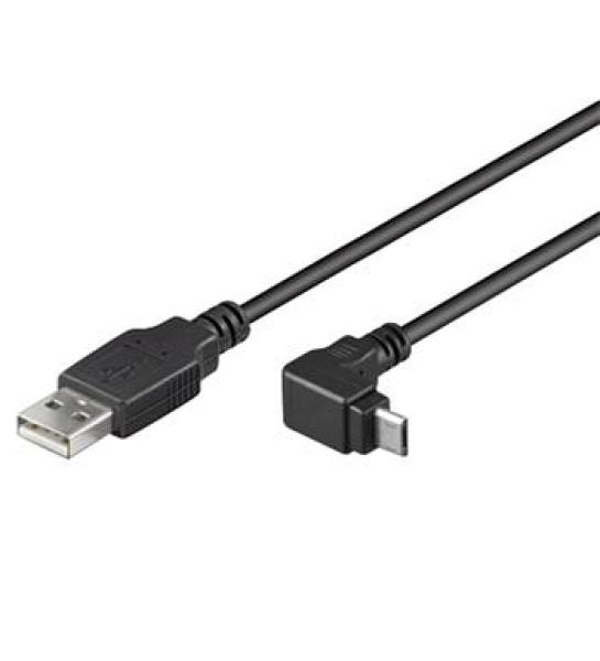 PremiumCord Kábel micro USB 2.0, A-B, 90 °, 3m