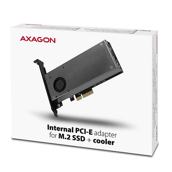 AXAGON PCEM2-DC, PCIe x4 - M.2 NVMe M-key + SATA B-key slot adaptér, chladič, vr. LP 