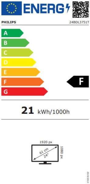 24" E- LED Philips 24BDL3751T-FHD, 250c, PCap, 24/ 7 