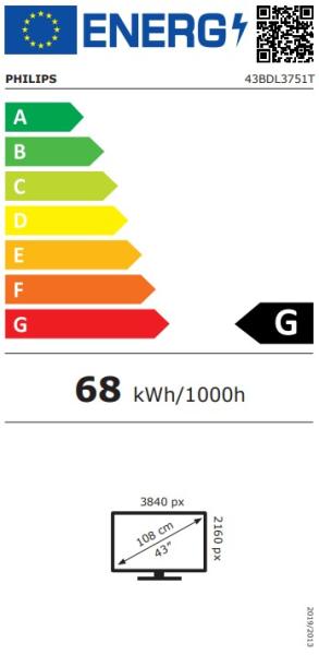 43" D- LED Philips 43BDL3751T-UHD, 450c, PCap, 24/ 7 
