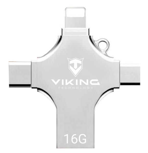 Viking USB flash disk 16GB 4v1/ Flash USB/ 16GB/ USB 3.0/ USB-A + USB-C/ + Adaptér/ Strieborná