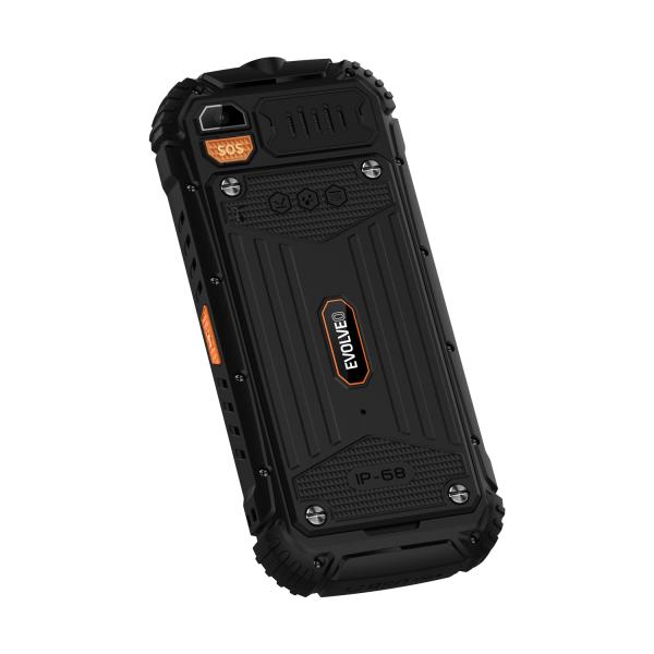 EVOLVEO StrongPhone Q1, vodotesný odolný Dual SIM telefón, čierno-oranžový 