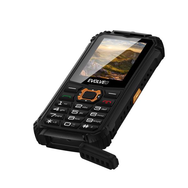 EVOLVEO StrongPhone Q1, vodotesný odolný Dual SIM telefón, čierno-oranžový 