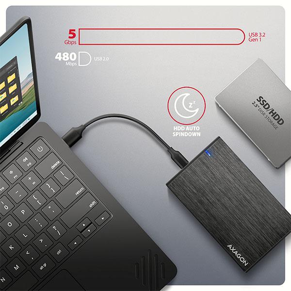 AXAGON EE25-XA6C, USB-C 5Gbps - SATA 6G, 2.5" kovový ALINE box 