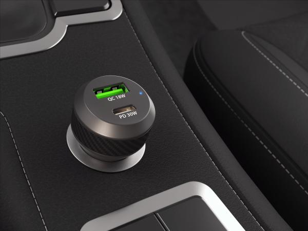Natec nabíjačka do auta CONEY, 1XUSB, 1XUSB-C, 48W 
