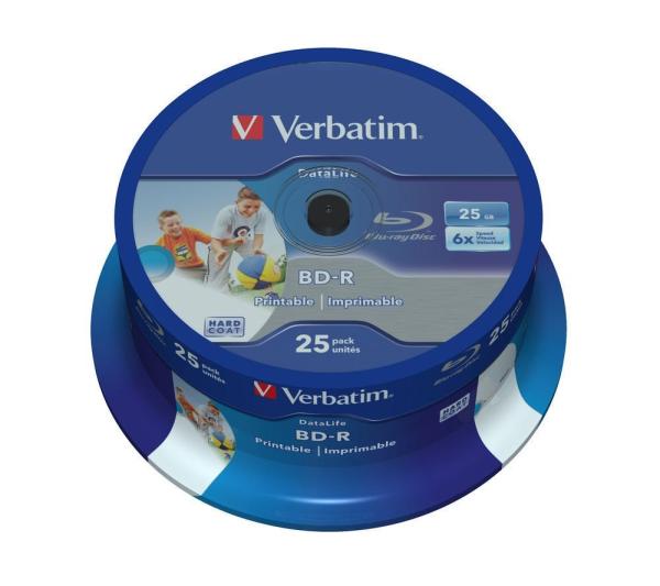 VERBATIM BD-R SL(25-Pack)Spindl/ 6x/ 25GB/ Printable