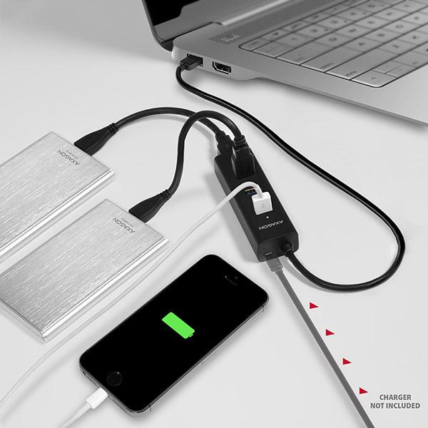 AXAGON HUE-S2B, 4x USB 3.0 CHARGING húb, micro USB napr. konektor, kábel USB-A 30cm 