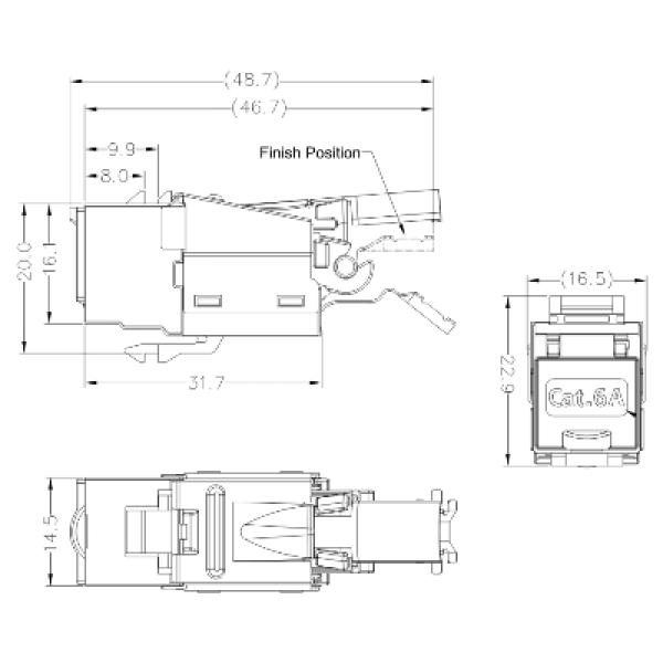 DATACOM STP Keystone 10G RJ45 CAT6A Silver 