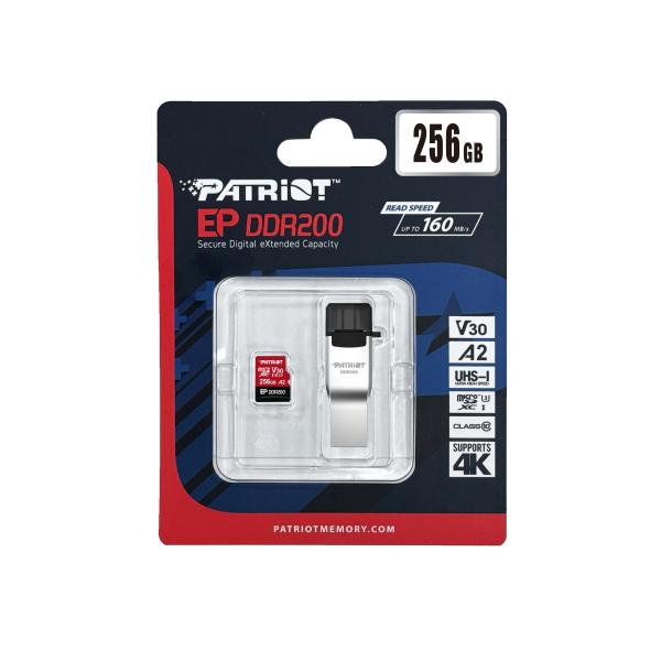 Patriot EP DDR200 + čítačka/ Micro SDXC/ 256GB/ UHS-I U3 / Class 10 