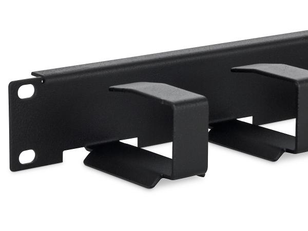 19" vyväzovací panel 1U 6x háčik 70x27mm čierny kov 
