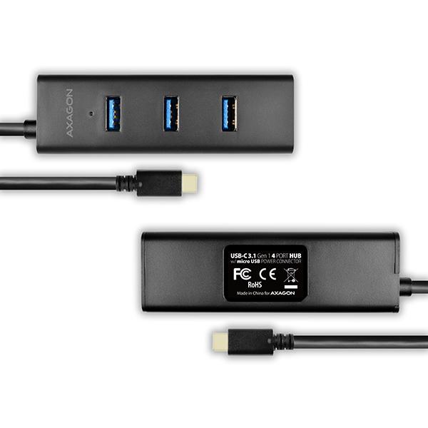 AXAGON HUE-S2C, 4x USB 3.0 CHARGING húb, micro USB napr. konektor, kábel USB-C 40cm 