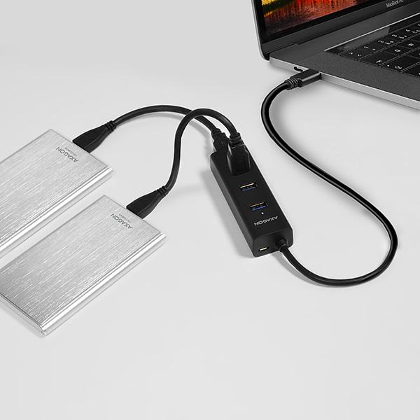 AXAGON HUE-S2C, 4x USB 3.0 CHARGING húb, micro USB napr. konektor, kábel USB-C 40cm 