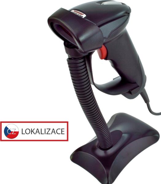 Laserová čítačka Virtuos HT-900A, USB (klávesnica/ RS-232 emulácia), stojan, čierna