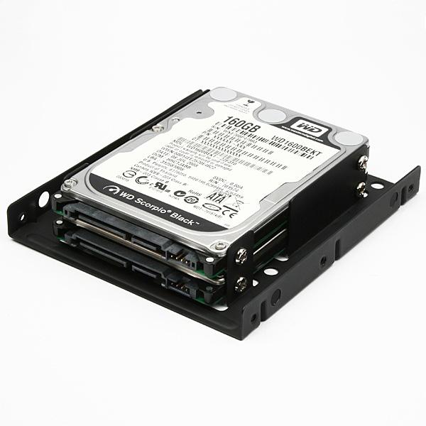 AXAGON RHD-225, kovový rámeček pro 2x 2.5" HDD/ SSD do 3.5" pozice, montáž ventilátoru 