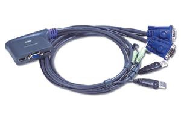Aten 2-port KVM USB mini, 1, 8 m káble audio, 