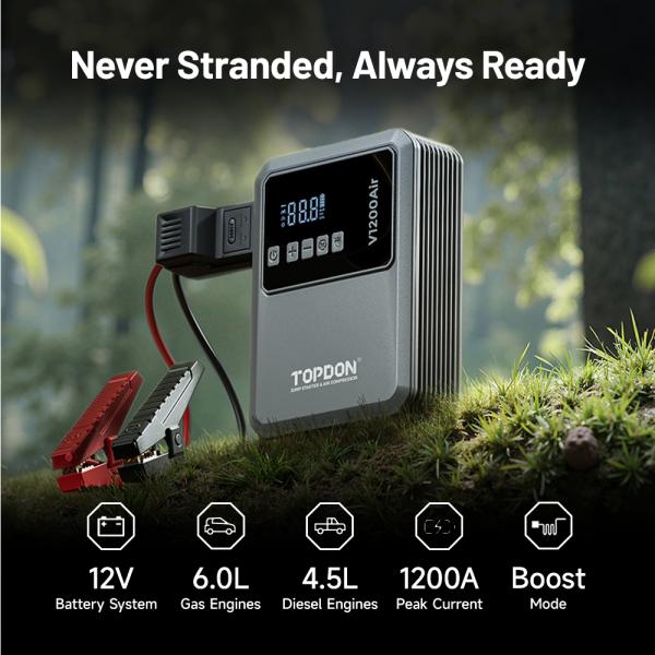 TOPDON Car Jump Starter Jump Surge V1200air/ 10000mAh/ 1200A/ 6, 0l benzín/ 4, 5l nafta 